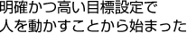 明確かつ高い目標設定で人を動かすことから始まった